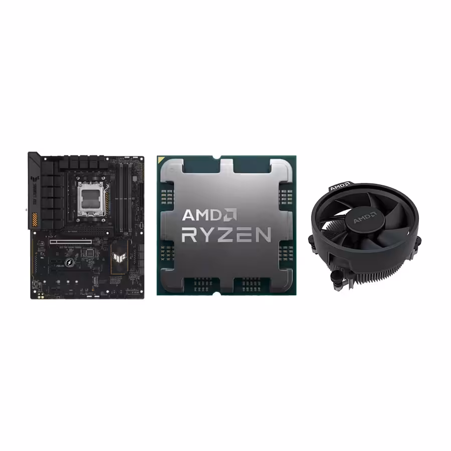 مادربرد ایسوس TUF GAMING A620 PRO WiFi به همراه فن پردازنده ای ام دی Desktop Ryzen 5 7600 6C/12T MPK و پردازنده بدون باکس ای ام دی Ryzen 5 7600