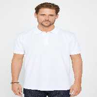 تی شرت یقه پولو سفید مردانه کلاسیک مناسب و معمولی برش 100 ٪ پنبه مسطح PIKE POLO YAKA T Tudors