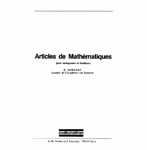 خرید و دانلود نسخه کامل کتاب Articles de mathematiques