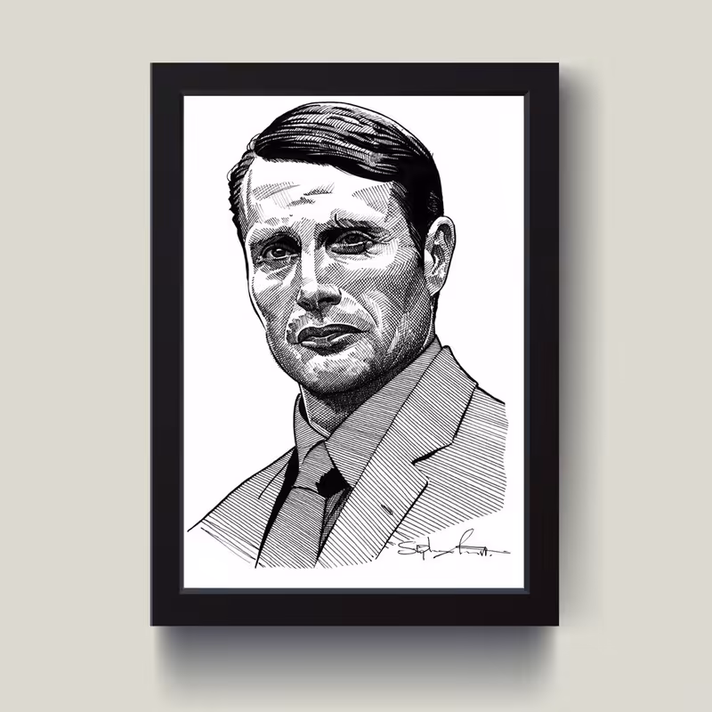 تابلو مدل Mads Mikkelsen کدm2641-b | دنیای قاب