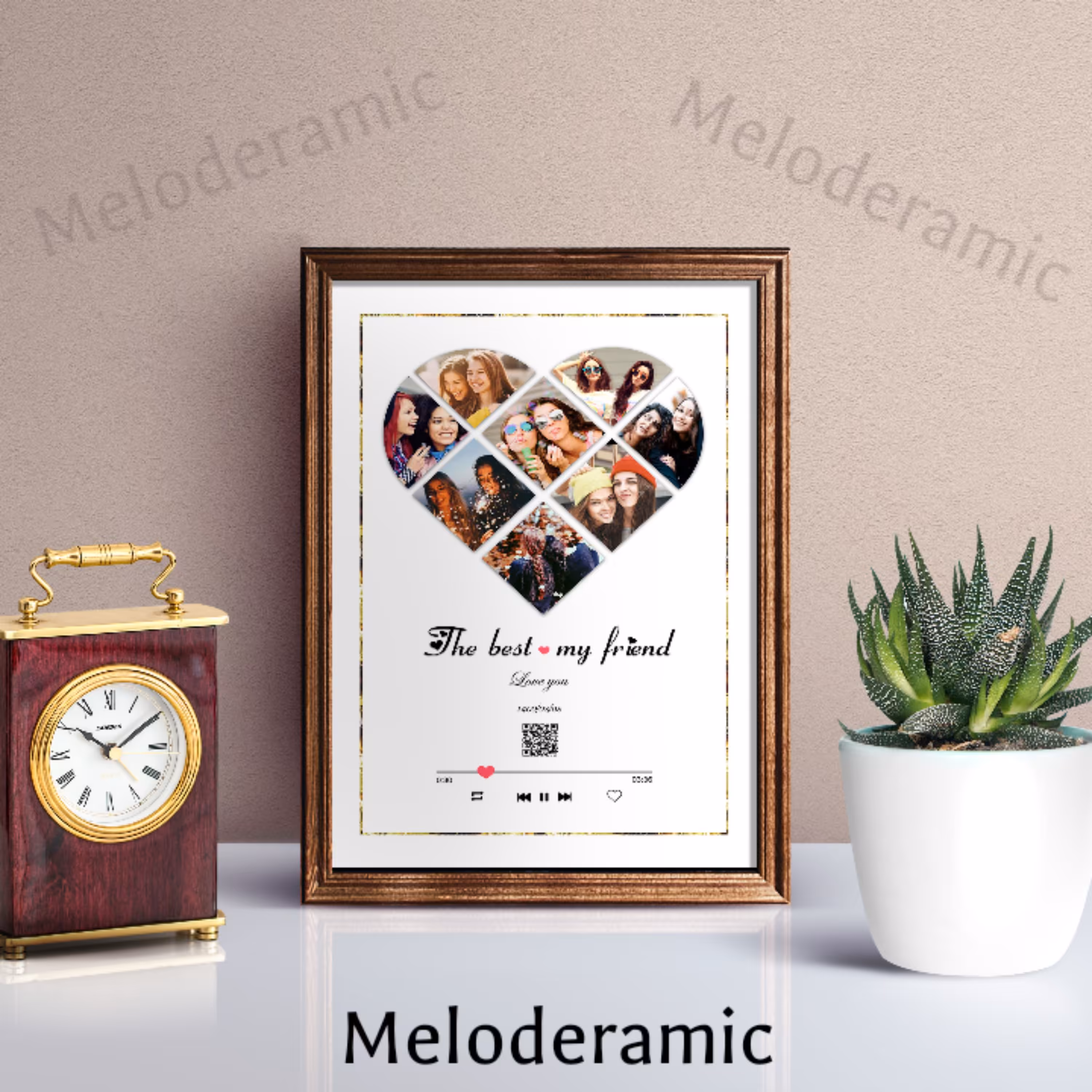 تابلو بارکد دار طرح قلب با 8 تصویر سایز 30X40