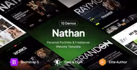 Nathan قالب نمونه کار و رزومه شخصی بوت استرپ