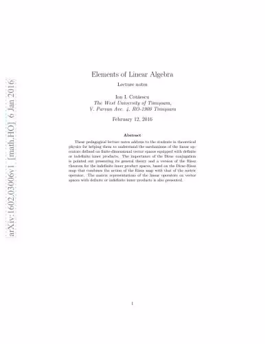خرید و دانلود نسخه کامل کتاب Elements of Linear Algebra. Lecture Notes