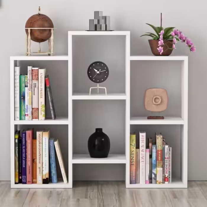 کتابخانه  سفید دارای شش قفسه در رنگبندی مختلف ارسال به صورت باربری با پس کرایه | choobsub