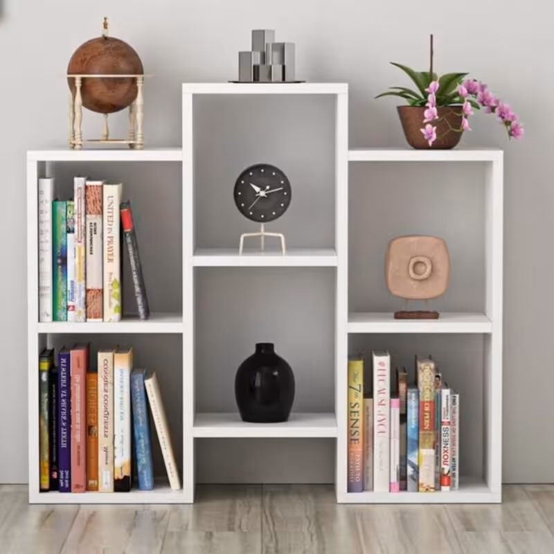 کتابخانه  سفید دارای شش قفسه در رنگبندی مختلف ارسال به صورت باربری با پس کرایه | choobsub