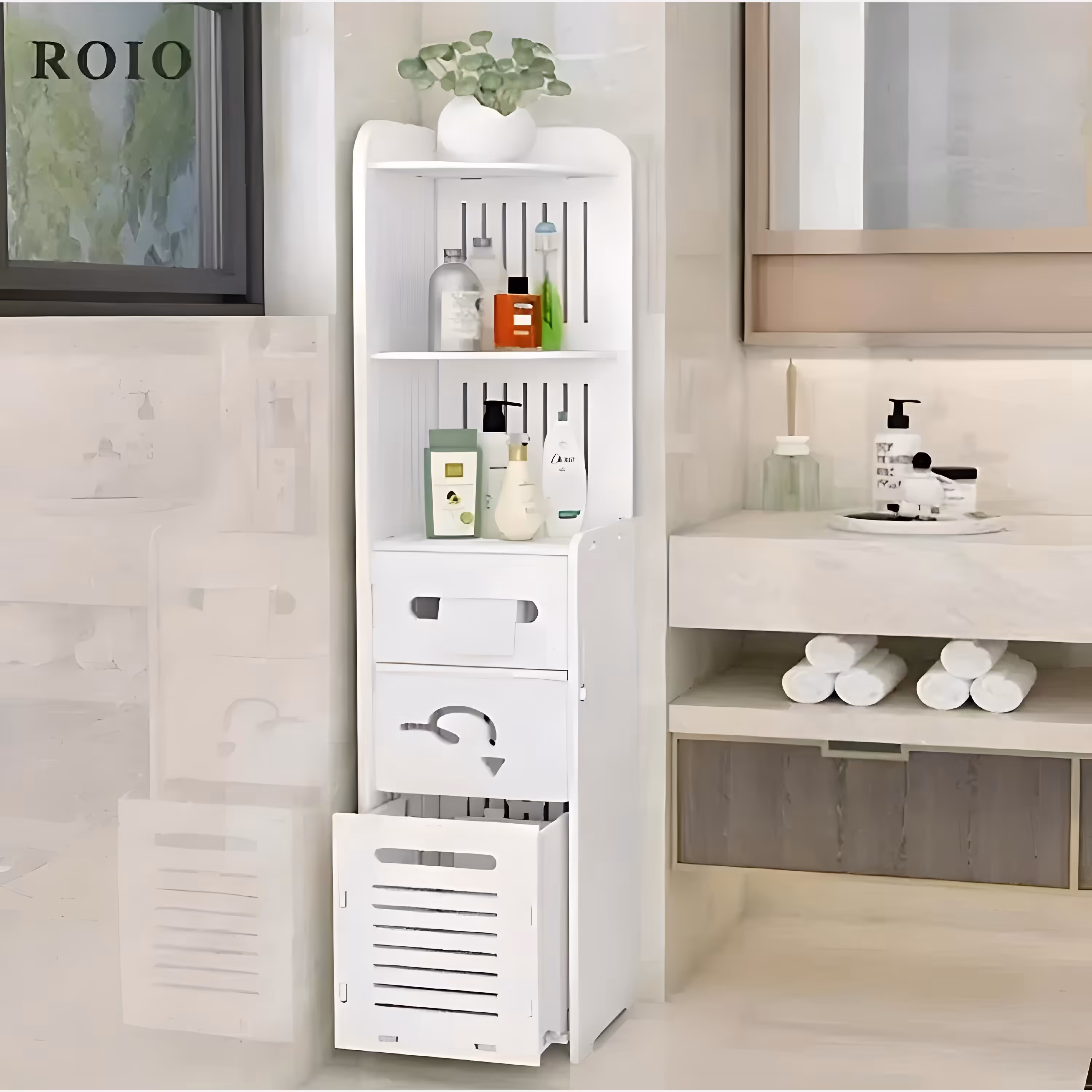 شلف استند کنجی 120 سطل دار توالت حمام (پس کرایه)