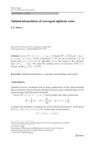 خرید و دانلود نسخه کامل کتاب Optimal interpolation of convergent algebraic series
