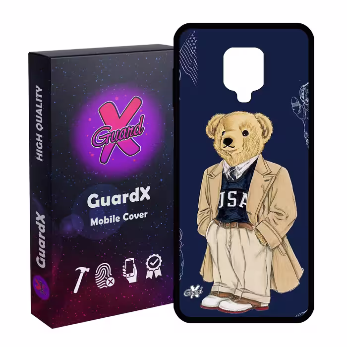 کاور گارد ایکس طرح خرس مدل Glass10427 مناسب برای گوشی موبایل شیائومی Redmi Note9 Pro/Note 9 Pro Max/Note 9S/MI Poco M2 Pro