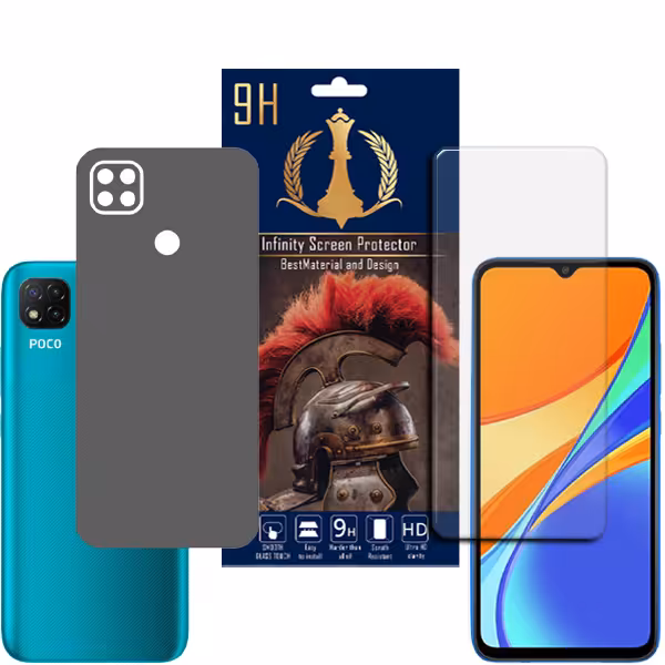برچسب پوششی اینفینیتی مدل PRO MAX مناسب برای گوشی موبایل شیائومی POCO C3 / REDMI 9C به همراه محافظ صفحه نمایش