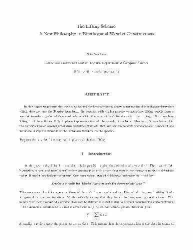 خرید و دانلود نسخه کامل کتاب The Lifting Scheme A New Philosophy in Biorthogonal Wavelet Constructions