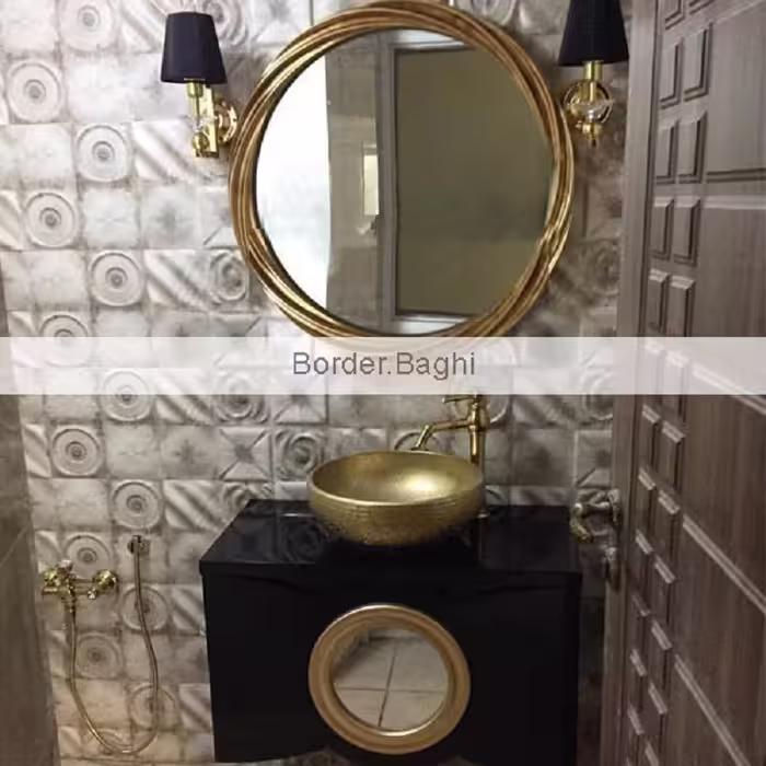کار اجرا شده کابین روشویی مدل یورک مشکی طلایی