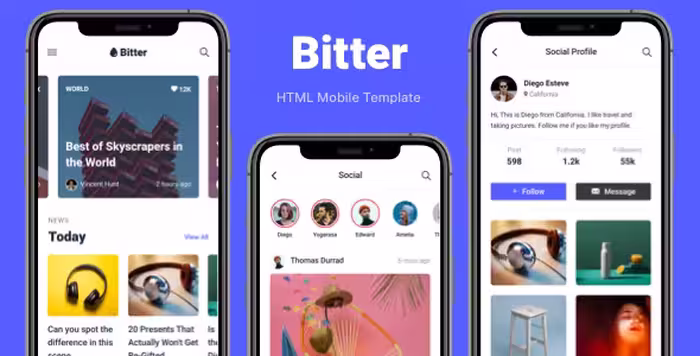 دانلود قالب HTML موبایلی Bitter