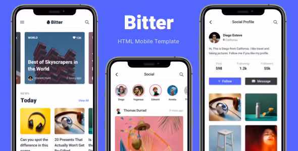 دانلود قالب HTML موبایلی Bitter