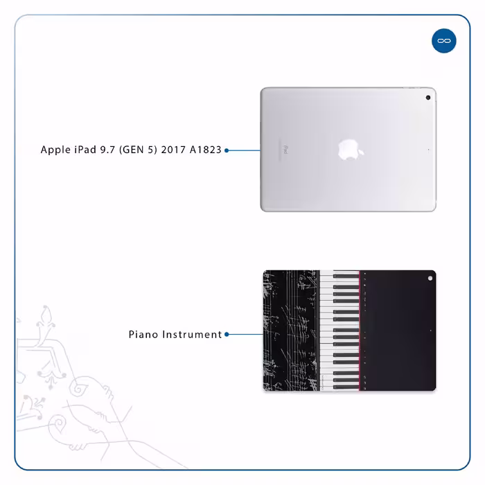 برچسب پوششی ماهوت مدل Piano-Instrument مناسب برای تبلت اپل iPad 9.7 (GEN 5) 2017 A1823