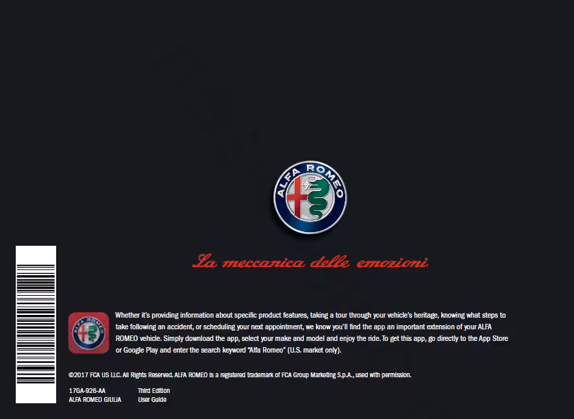 کتاب دفترچه راهنمای خودرو آلفارومئو جولیا ( ALFA ROMEO GIULIA ) - به زبان انگلیسی
