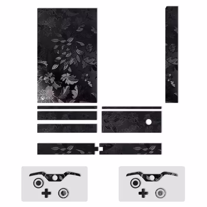 برچسب ماهوت مدل Black Wild-flower Texture مناسب برای کنسول بازی Xbox One