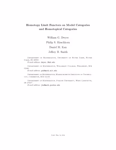 خرید و دانلود نسخه کامل کتاب Homotopy Limit Functors on Model Categories and Homotopical Categories