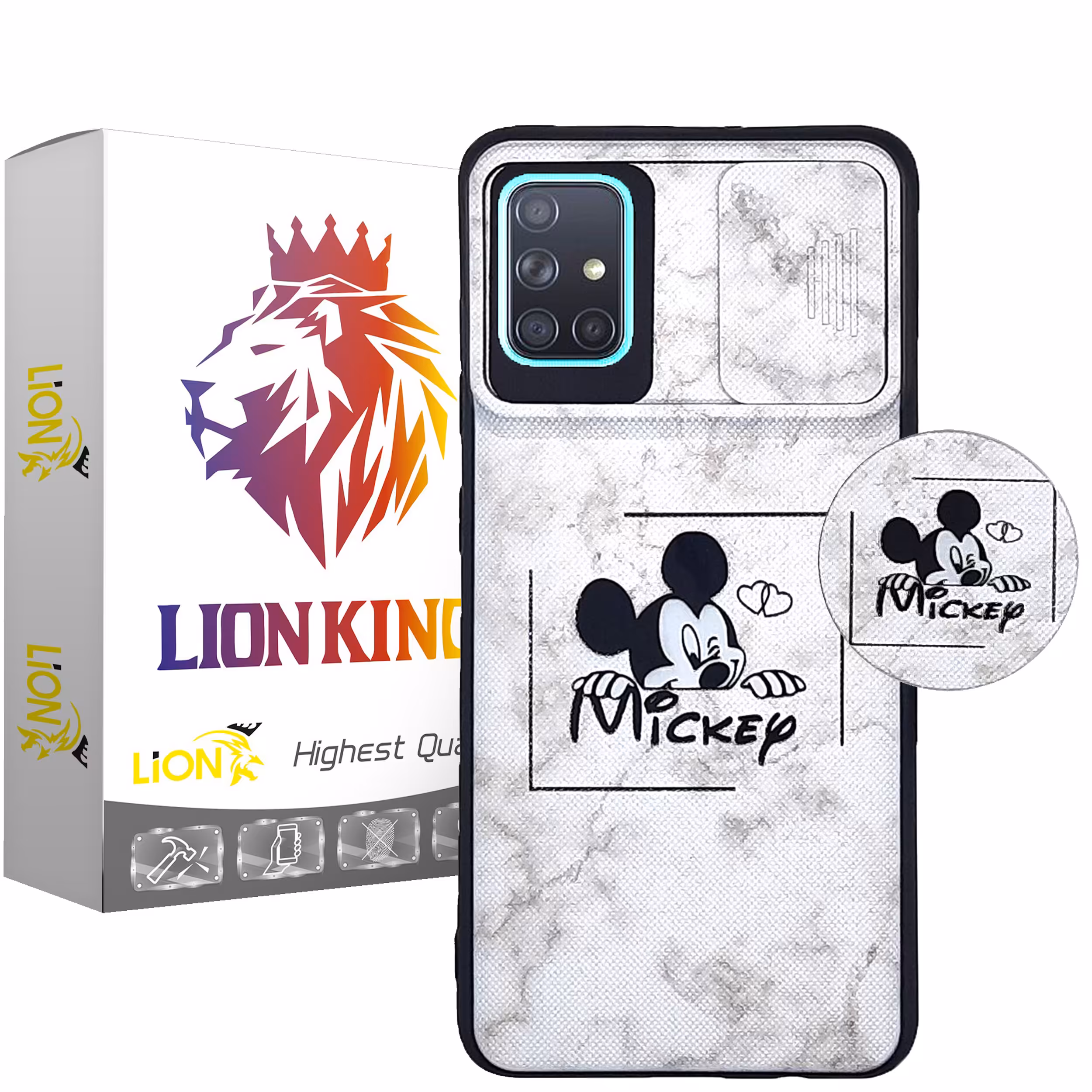 کاور لاین کینگ مدل K Mickep مناسب برای گوشی موبایل سامسونگ Galaxy A51 به همراه پایه نگهدارنده