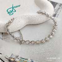 خرید دستبند دخترانه حلقه ای نگین دار رنگ نقره ای مارک ژوپینگ رنگ ثابت ضد حساسیت آبکاری شده کیفیت عالی1216648 - ردگل