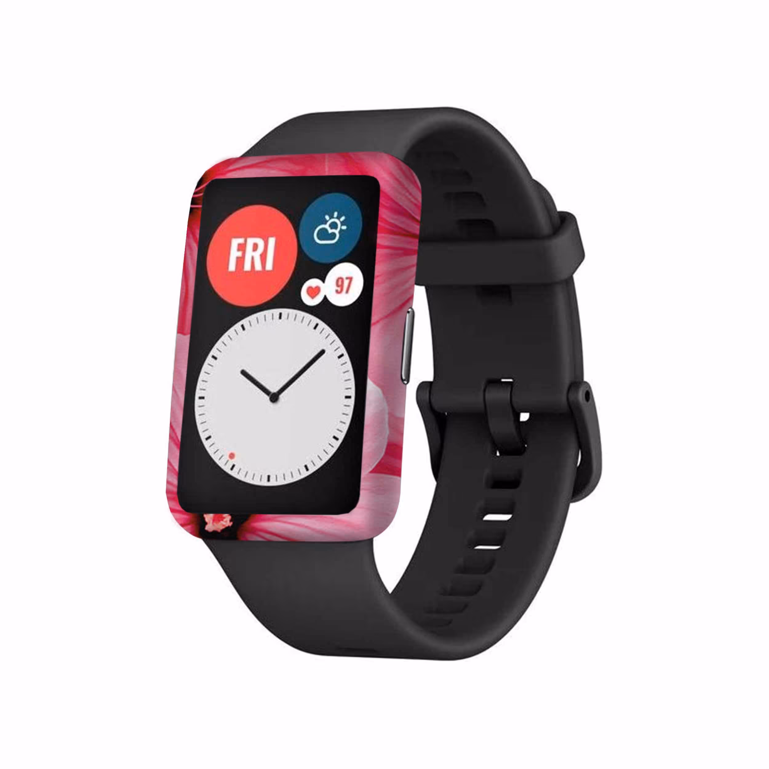 برچسب ماهوت طرح Pink Flower مناسب برای ساعت هوشمند هوآوی Watch Fit