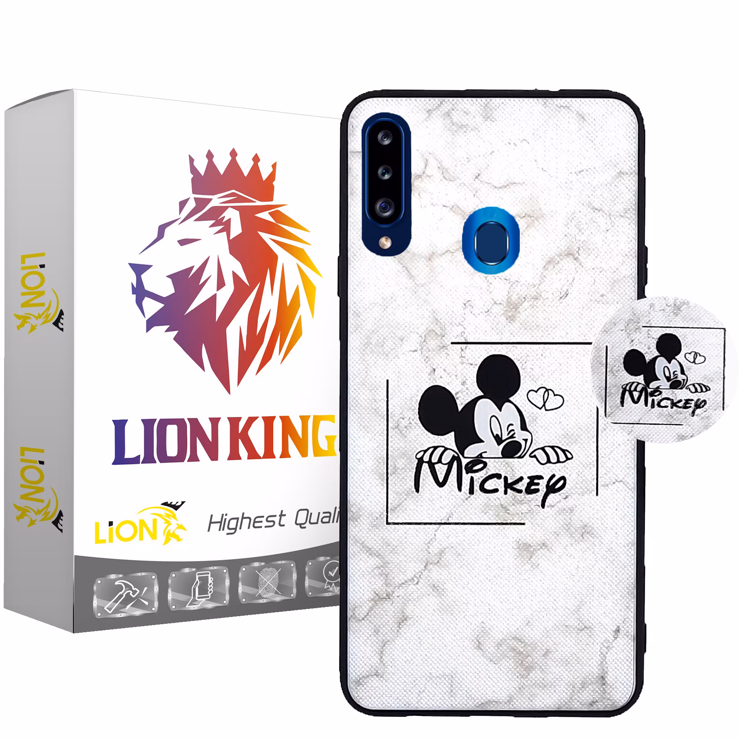 کاور لاین کینگ مدل Mickey2 مناسب برای گوشی موبایل سامسونگ Galaxy A10s به همراه پایه نگهدارنده