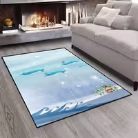 فرش چاپی طرح عروسکی کوسه ها و منظره دریا CS-1131a