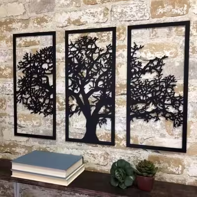 تابلو مدل فلزی طرح درخت کد nv7500 مجموعه سه عددی