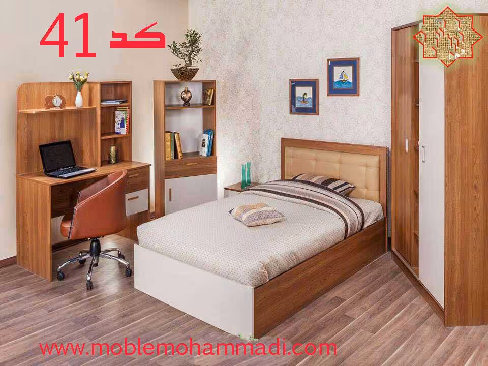 سرویس خواب نوجوان و جوان کد 41 شامل تخت/دکور/ کمد/ میز تحریر