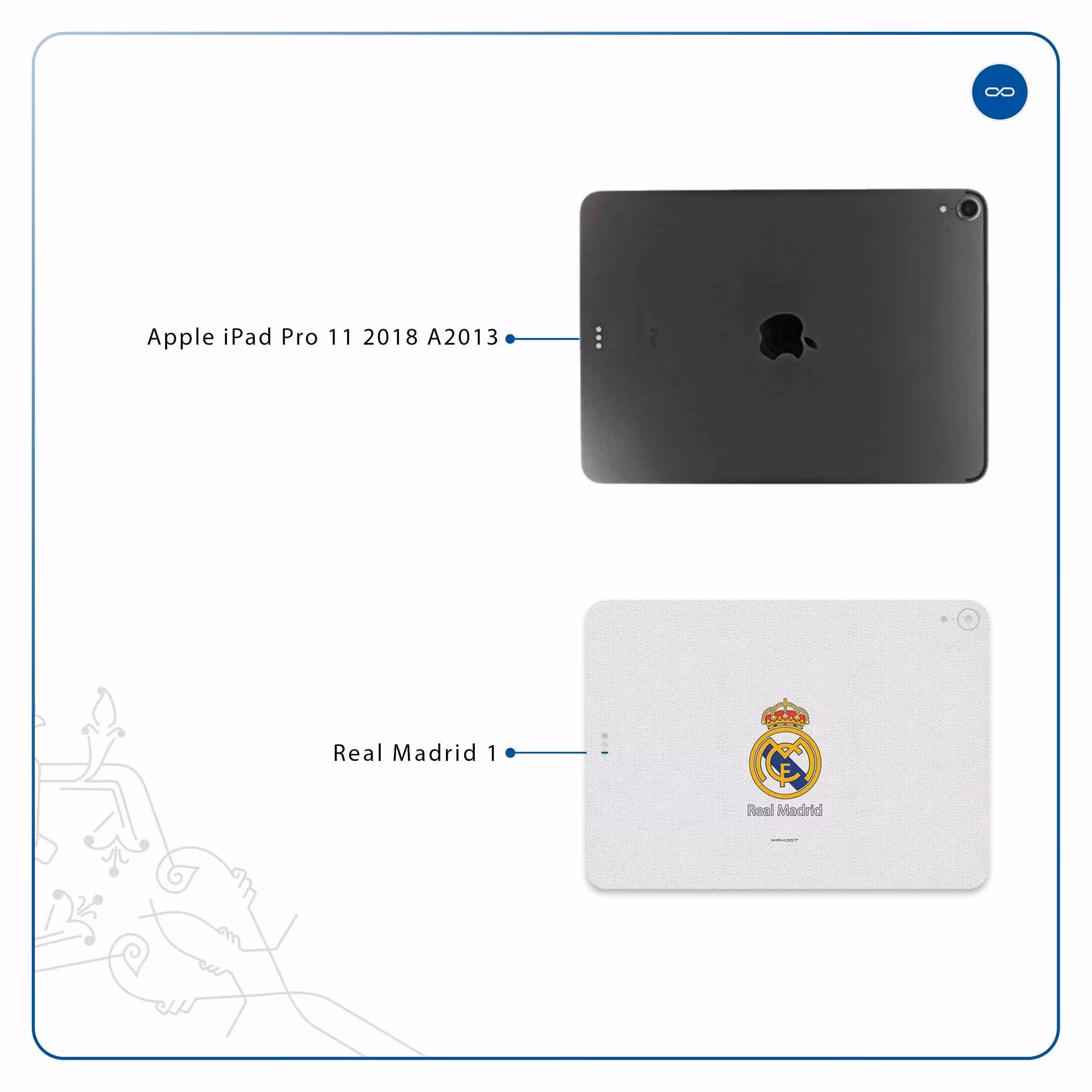 برچسب پوششی ماهوت مدل Real-Madrid مناسب برای تبلت اپل iPad Pro 11 2018 A2013