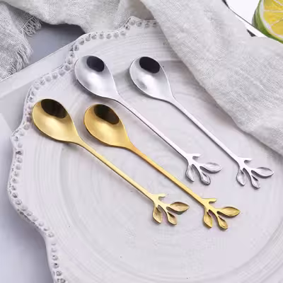 قاشق چای خوری مدل برگ کد 00601 مجموعه 6 عددی