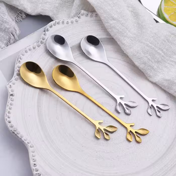 قاشق چای خوری مدل برگ کد 00601 مجموعه 6 عددی