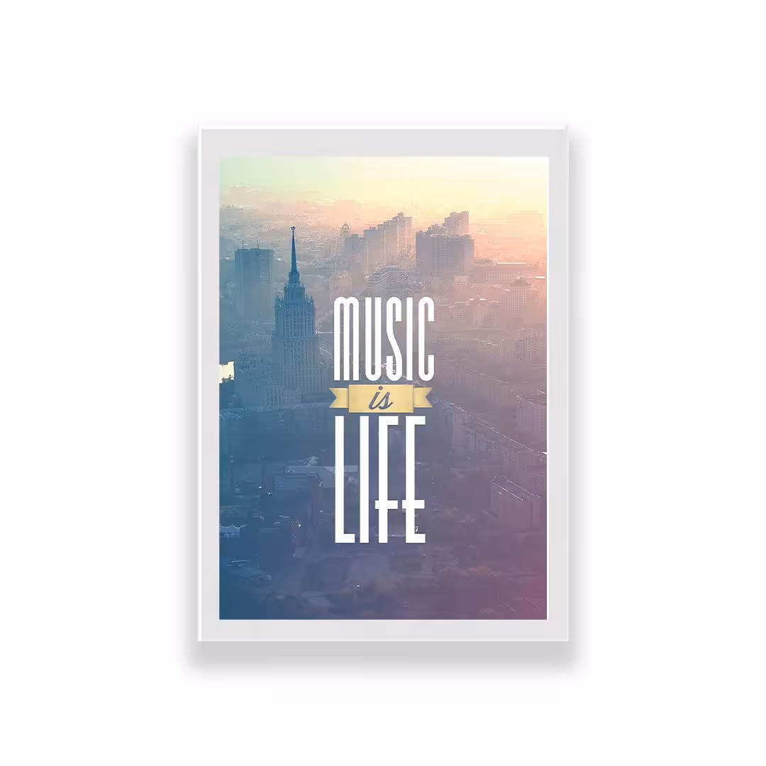 تابلو طرح تایپوگرافی music is life