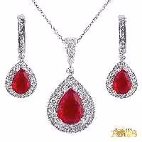 نیم ست نقره زنانه مدل یاقوت AMT-N205