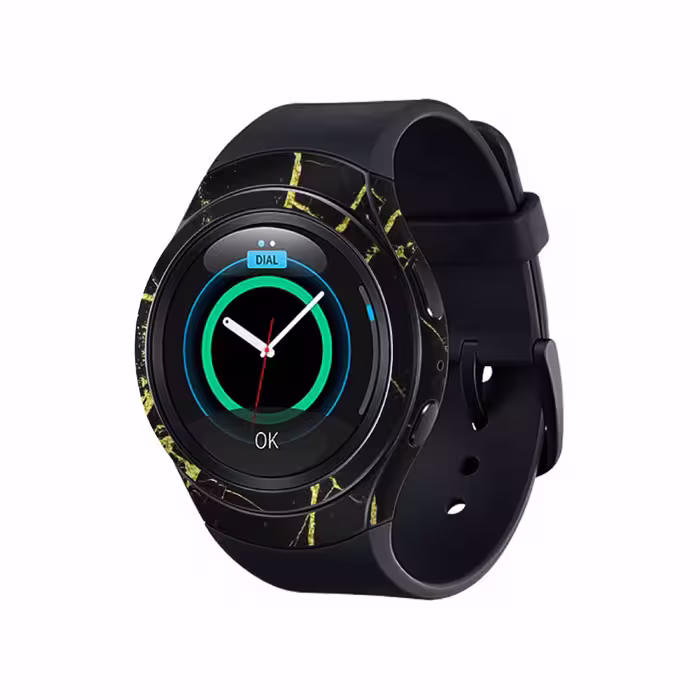 برچسب ماهوت طرح Graphite_Gold_Marble مناسب برای ساعت هوشمند سامسونگ Galaxy Gear S2