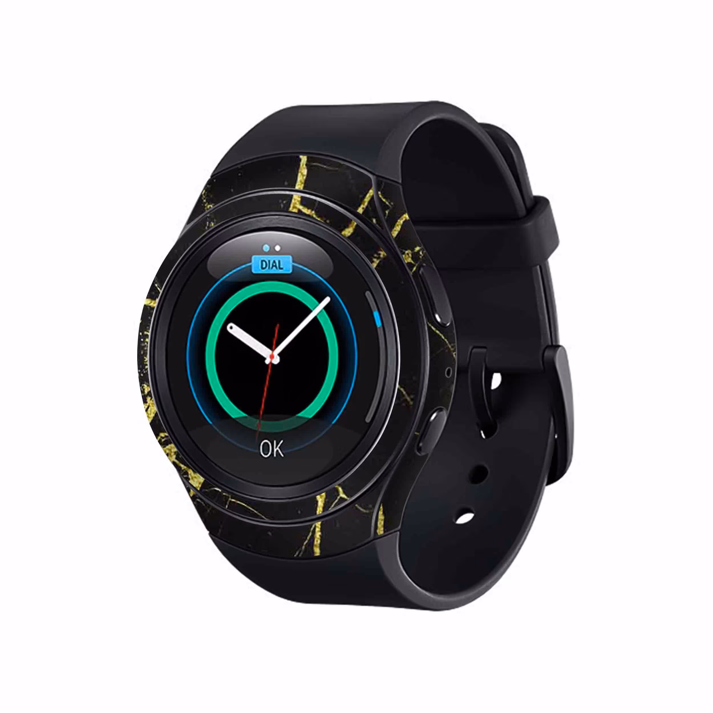 برچسب ماهوت طرح Graphite_Gold_Marble مناسب برای ساعت هوشمند سامسونگ Galaxy Gear S2
