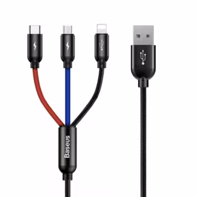 کابل تبدیل USB به MicroUSB / USB-C / لایتنینگ باسئوس  مدل CAMLT-BSY طول 1.2 متر