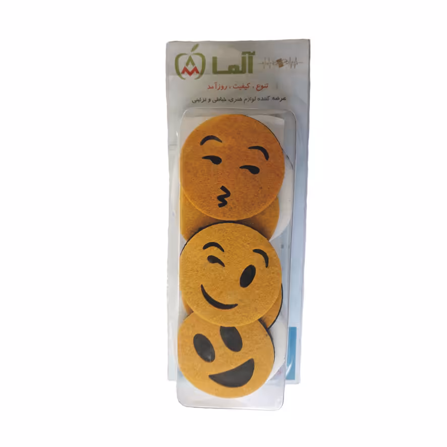 استیکر پارچه و لباس آلما طرح ایموجی کد ST05 مجموعه 5 عددی 
