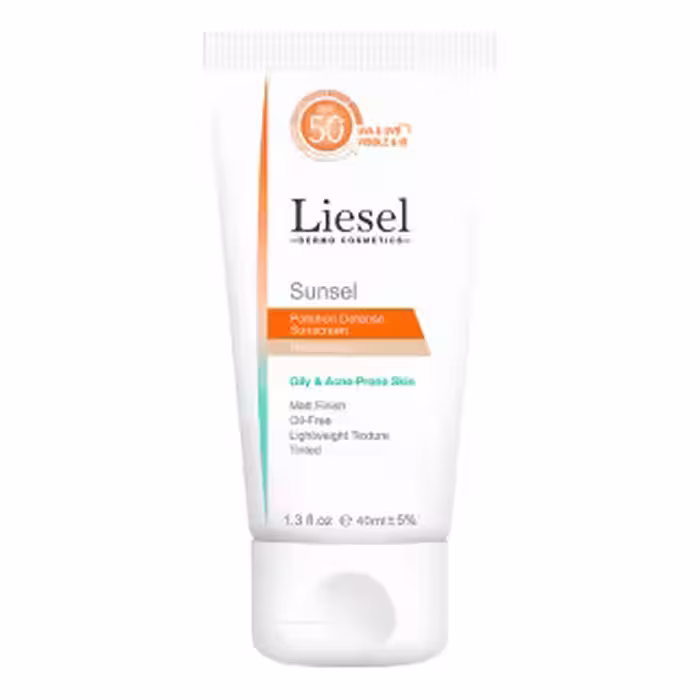 کرم ضد آفتاب SPF50 رنگی لایسل مناسب پوست چرب و مستعد آکنه حجم 40 میلی‌لیتر