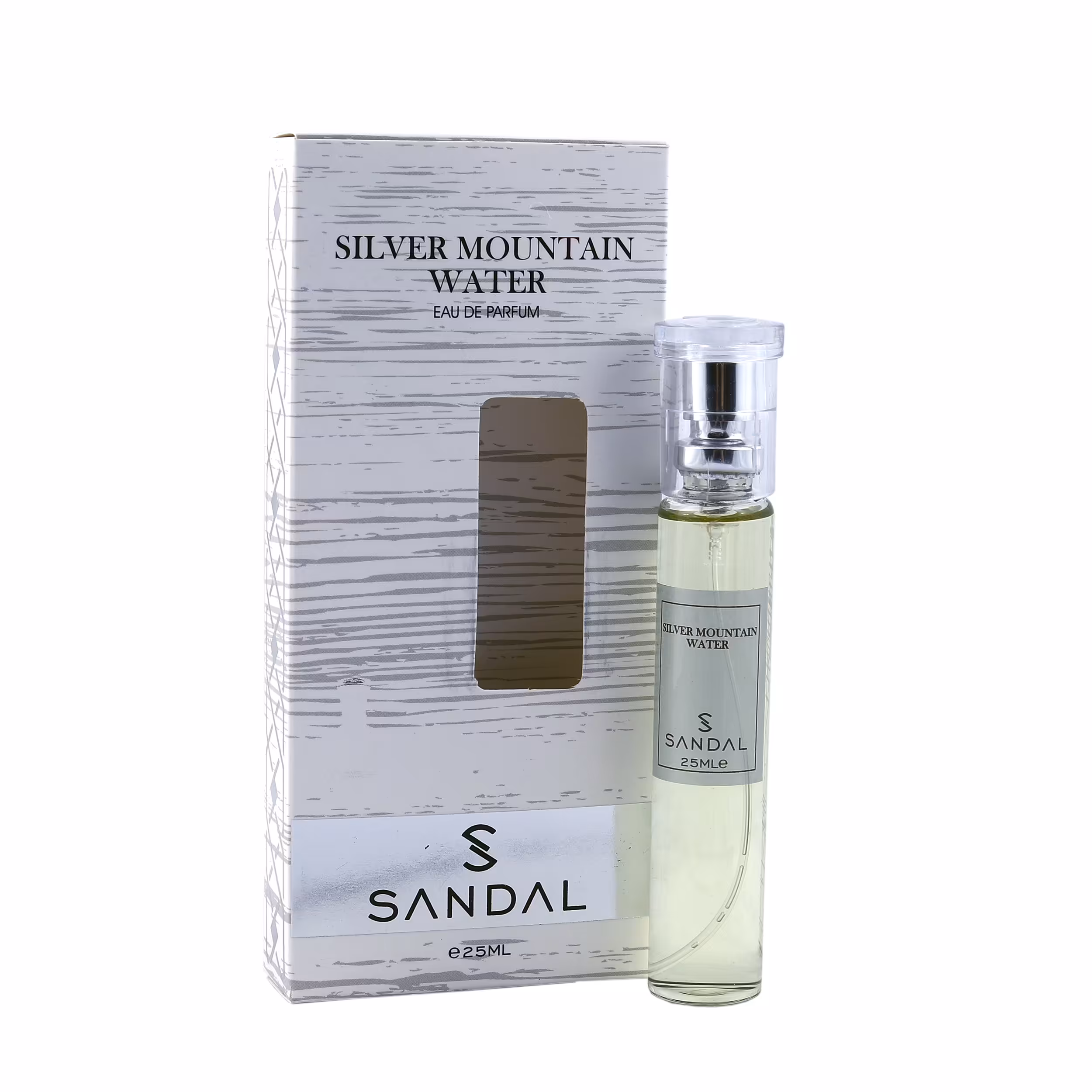 عطر جیبی مردانه صندل مدل سیلور واتر حجم 25 میلی لیتر