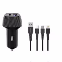 شارژر فندکی 36 وات راک رز مدل Safari PQ به همراه کابل لایتنینگ/ USB-C / MicroUSB