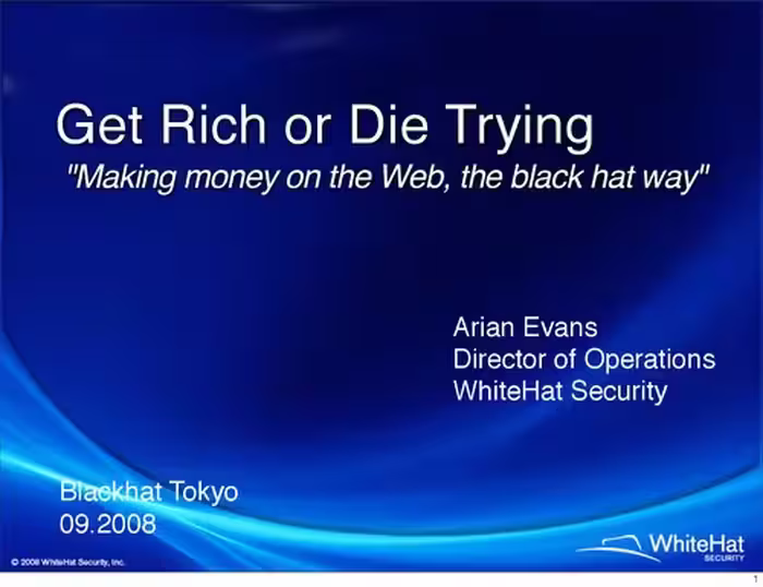 خرید و دانلود نسخه کامل کتاب Get Rich or Die Trying - "Making money on the Web, the black hat way"
