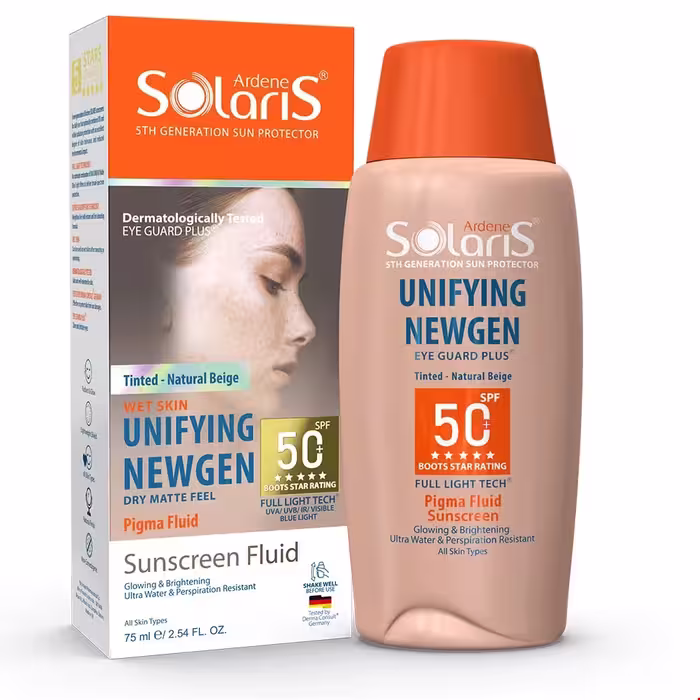 فلوئید ضدآفتاب ضد لک یونی فایینگ نیوژن  SPF 50 آردن سولاریس 75 میلی لیتری