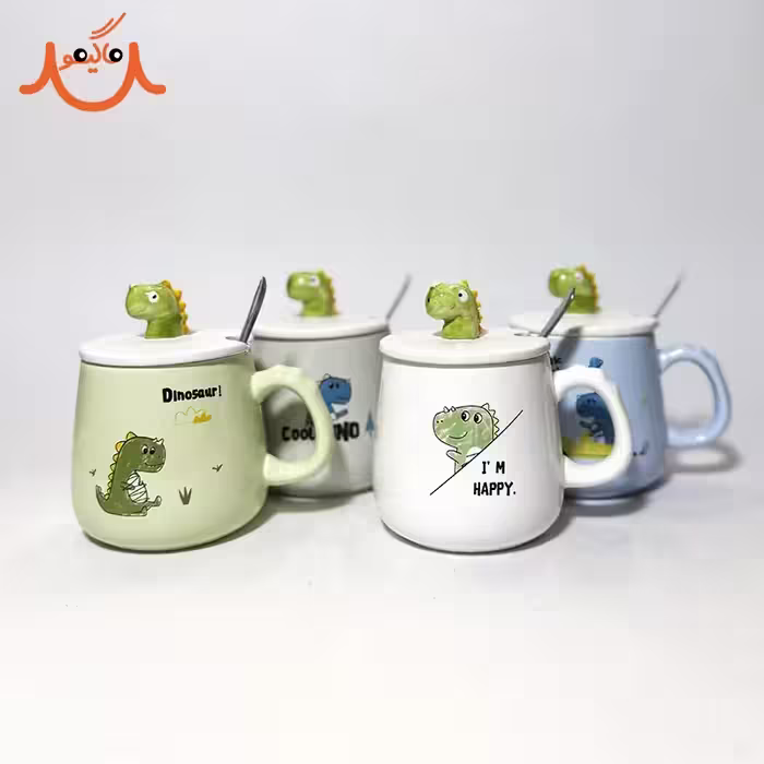 ماگ سرامیکی درب دار طرح دایناسور