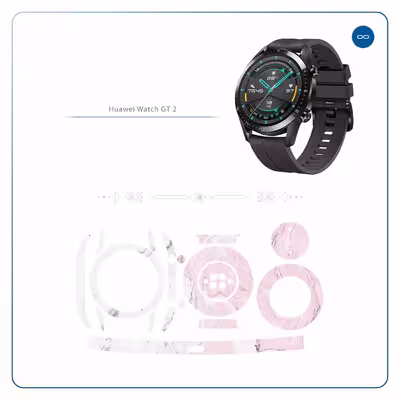 برچسب ماهوت طرح Blanco-Pink-Marble مناسب برای ساعت هوشمند هوآوی Watch GT2