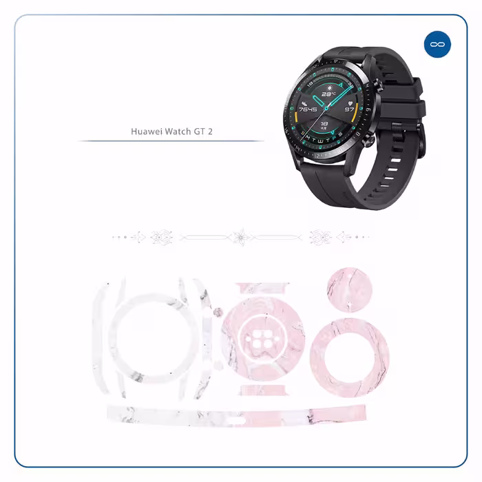 برچسب ماهوت طرح Blanco-Pink-Marble مناسب برای ساعت هوشمند هوآوی Watch GT2