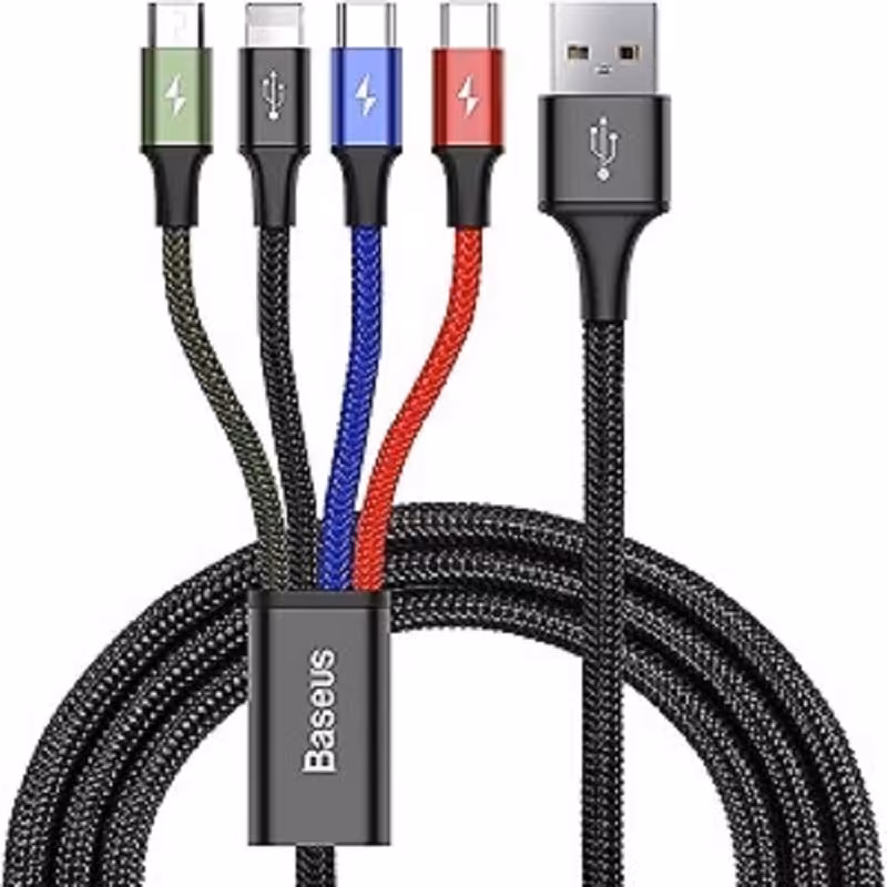 کابل تبدیل USB به لایتنینگ و MicroUSB و USB-C بیسوس مدل CA1T4-B01 به طول 1.2 متر