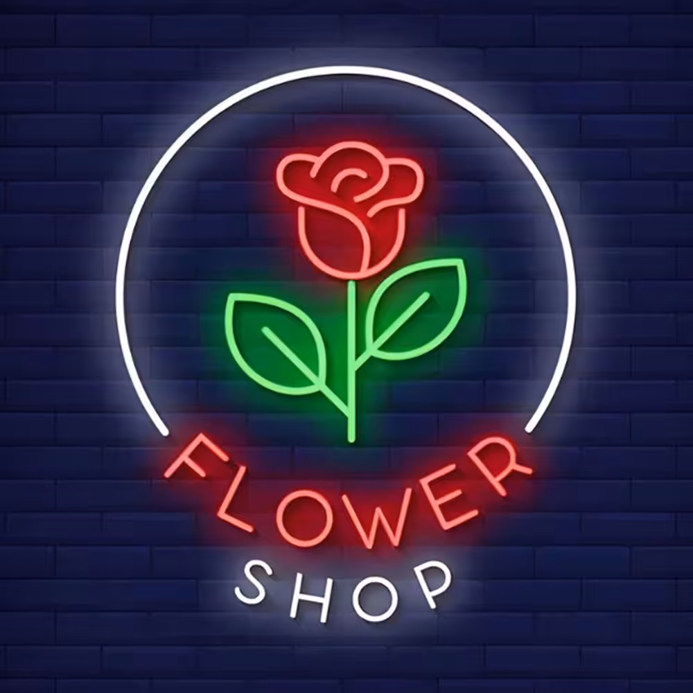 تابلو نئون طرح گل فروشی