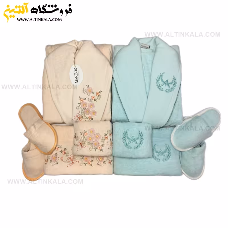 سرویس حوله عروس و داماد 10تکه گلدوزی سه بعدی برند MARIBOR