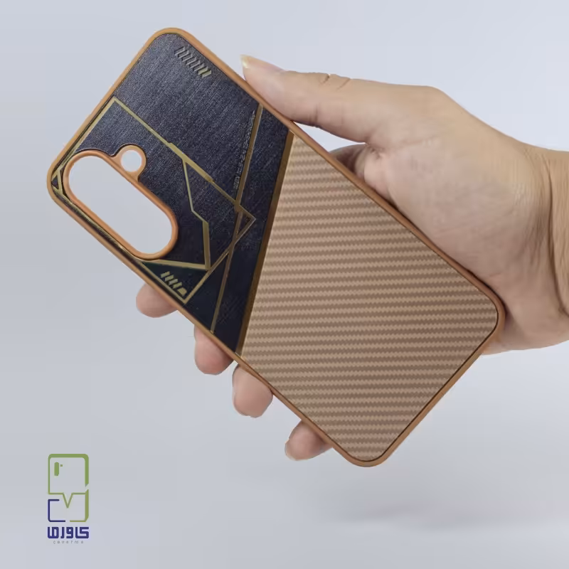 قاب سامسونگ A36 هیبریدی ضدضربه | طرح فیبر کربن قهوه ای | samsung a36