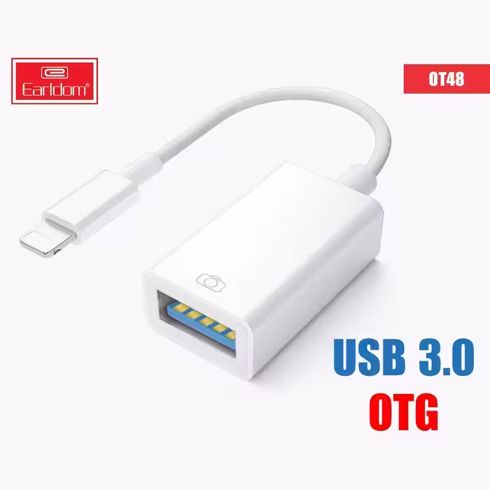 کابل تبدیل لایتنینگ به USB OTG ارلدام مدل ET-OT48 طول 10 سانتی متر